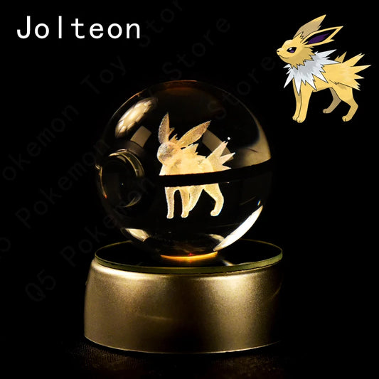 Pokemon Jolteon Figure 3D Crystal Ball Night Light Lamp