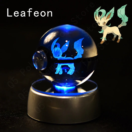 Pokemon Leafeon Figure 3D Crystal Ball Night Light Lamp