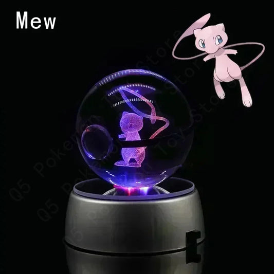 Pokemon Mew Figure 3D Crystal Ball Night Light Lamp