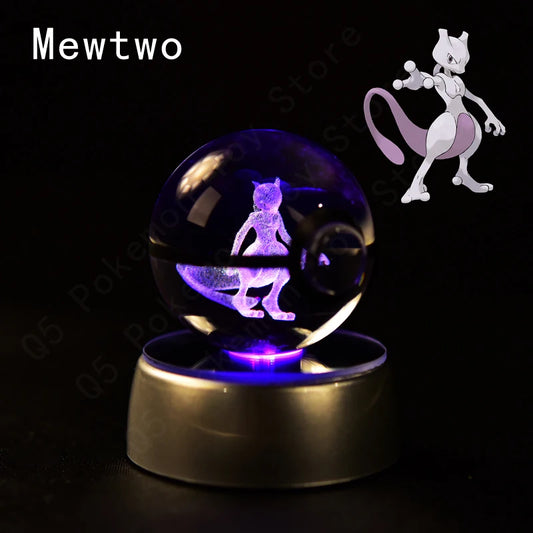 Pokemon Mewtrwo Figure 3D Crystal Ball Night Light Lamp