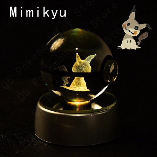 Pokemon MImikyu Figure 3D Crystal Ball Night Light Lamp
