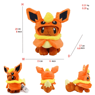 Pokemon Plush - 8 inch Eevee Plush Flareon Hooded Cosplay