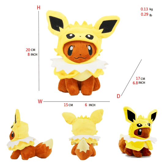 Pokemon Plush - 8 inch Eevee Plush Jolteon Hooded Cosplay