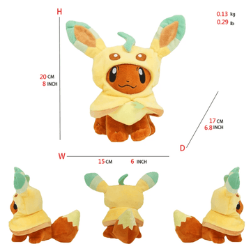 Pokemon Plush - 8 inch Eevee Plush Leafeon Hooded Cosplay