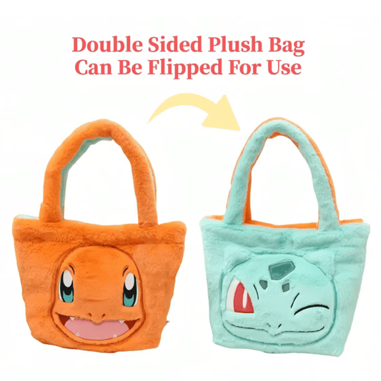 Pokemon Plush Flip Handbag - Charmander Bulbasaur Plush Bag