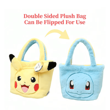 Pokemon Plush Flip Handbag - Pikachu Squirtle Plush Bag