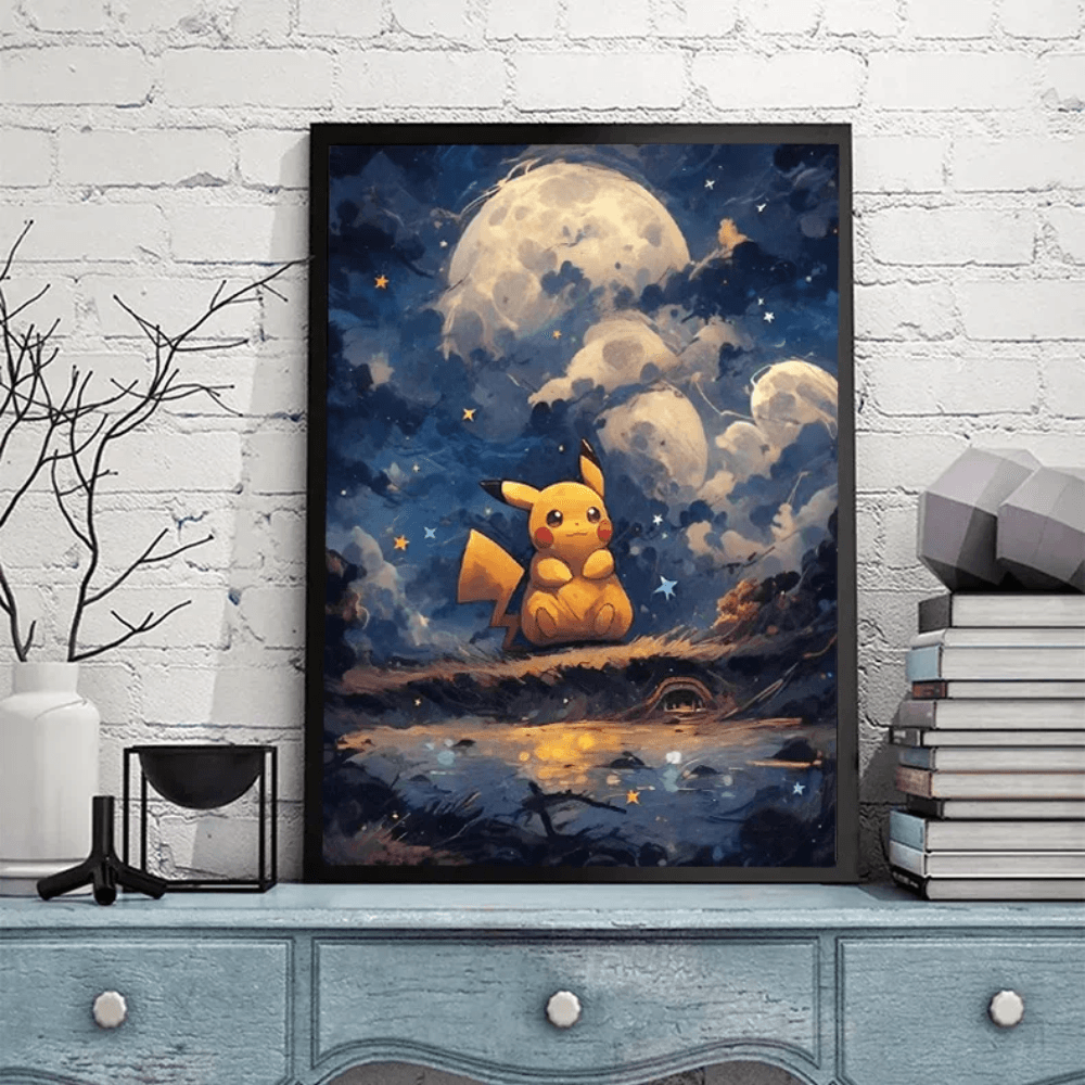 Pokemon Poster Van Gogh Style Starry Sky Canvas Pikachu Poster