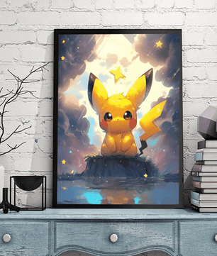 Pokemon Poster Van Gogh Style Starry Sky Canvas Pikcahu Poster