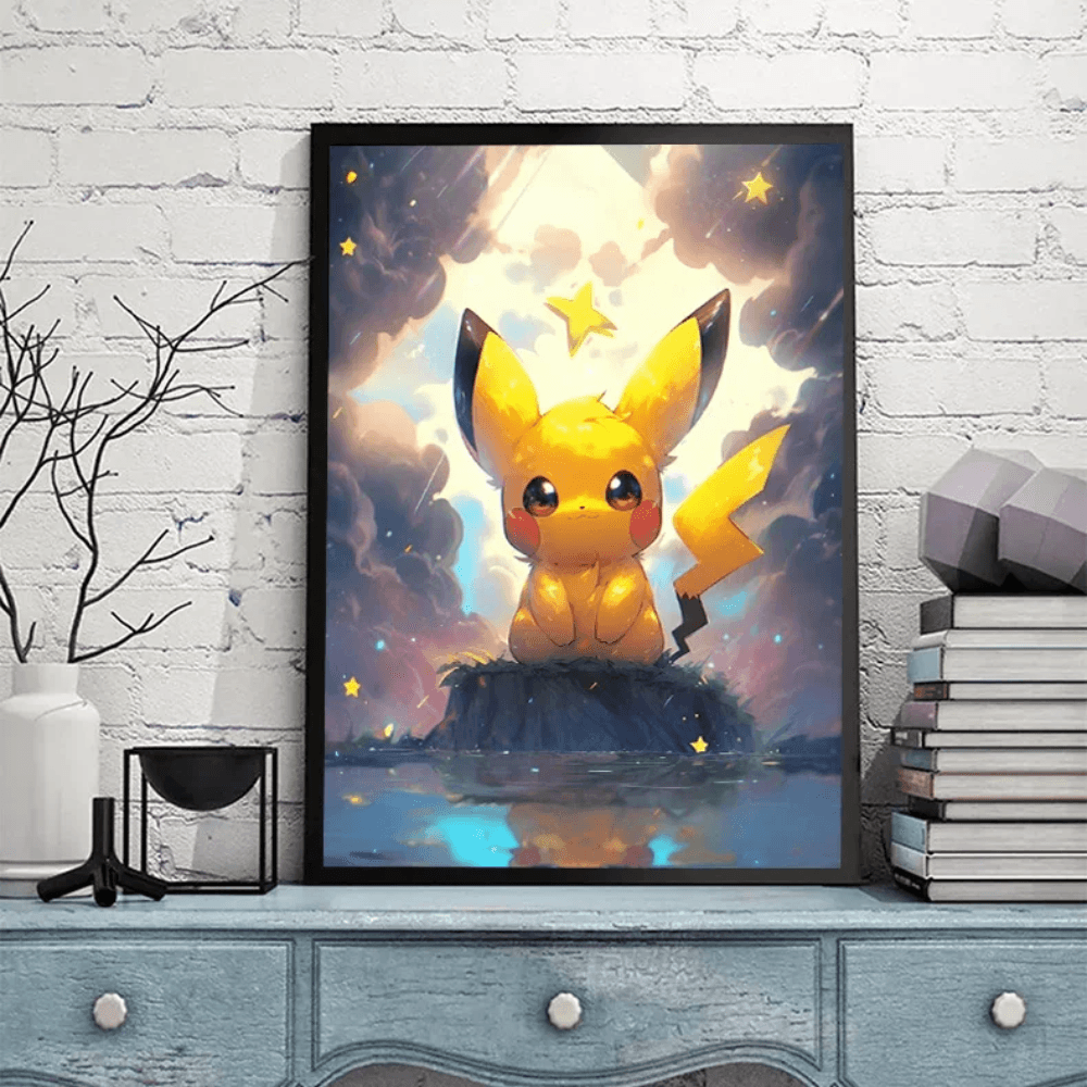 Pokemon Poster Van Gogh Style Starry Sky Canvas Pikcahu Poster