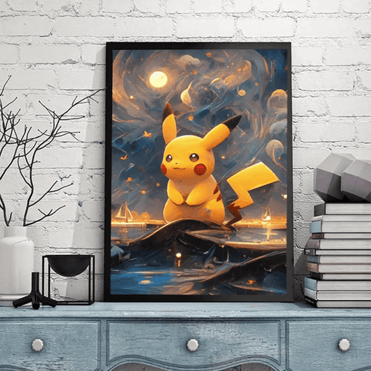 Pokemon Poster Van Gogh Style Starry Sky Canvas Pikcahu Poster