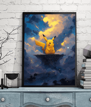 Pokemon Poster Van Gogh Style Starry Sky Canvas Pikcahu Poster