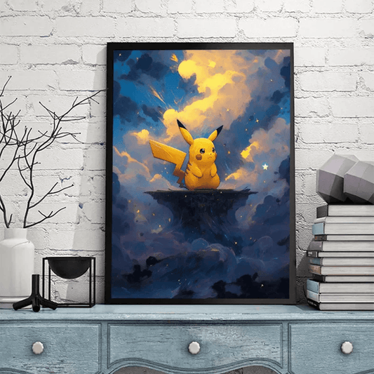 Pokemon Poster Van Gogh Style Starry Sky Canvas Pikcahu Poster