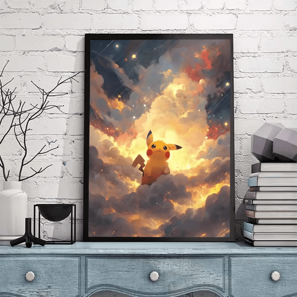 Pokemon Poster Van Gogh Style Starry Sky Canvas Pikcahu Poster