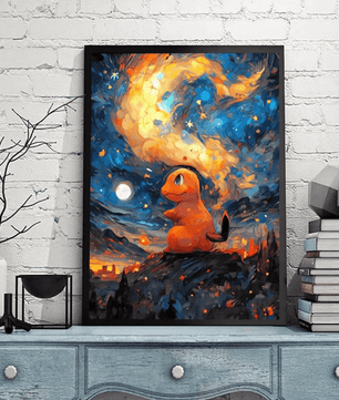 Pokemon Poster Van Gogh Style Starry Sky Canvas Pikcahu Poster
