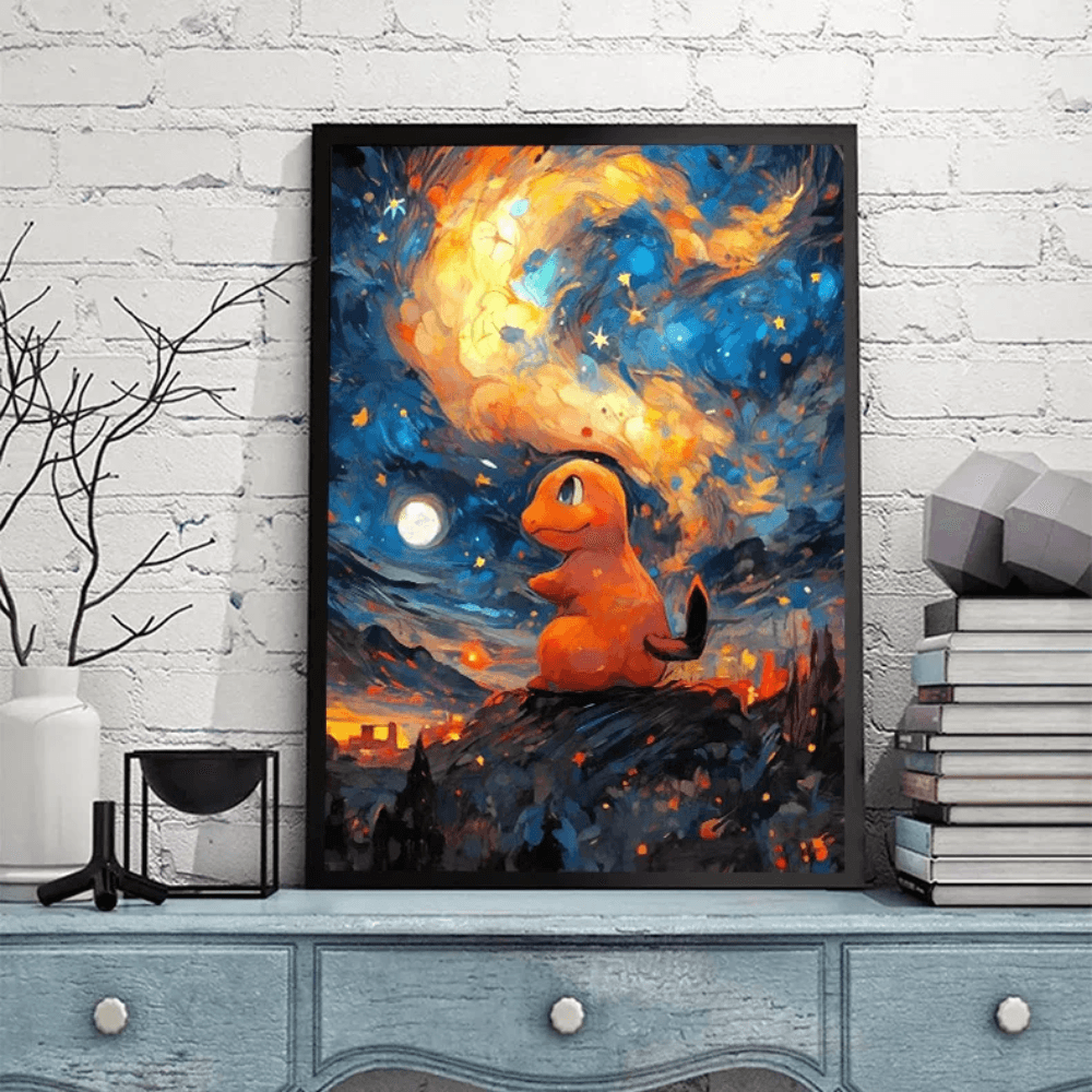 Pokemon Poster Van Gogh Style Starry Sky Canvas Pikcahu Poster