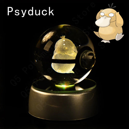 Pokemon Psyduck Figure 3D Crystal Ball Night Light Lamp