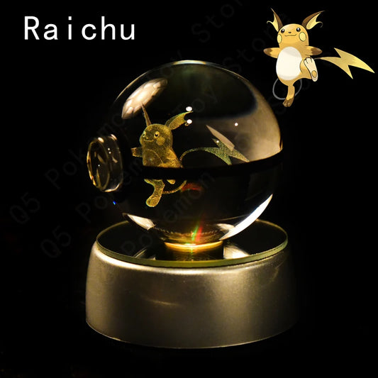 Pokemon Raichu Figure 3D Crystal Ball Night Light Lamp