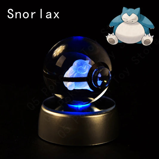 Pokemon Snorlax Figure 3D Crystal Ball Night Light Lamp