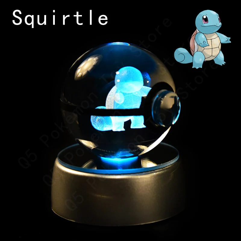 Pokemon Squirtle Figure 3D Crystal Ball Night Light Lamp
