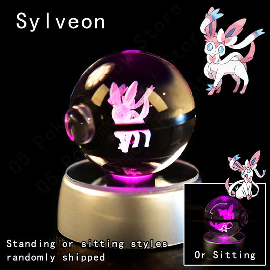 Pokemon Sylveon Figure 3D Crystal Ball Night Light Lamp
