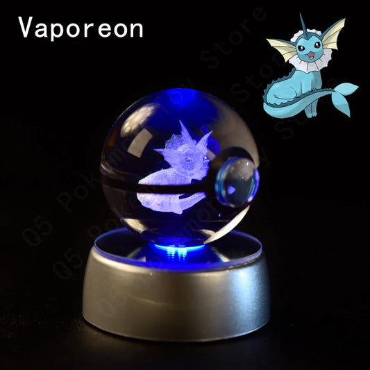 Pokemon Vaporeon Figure 3D Crystal Ball Night Light Lamp