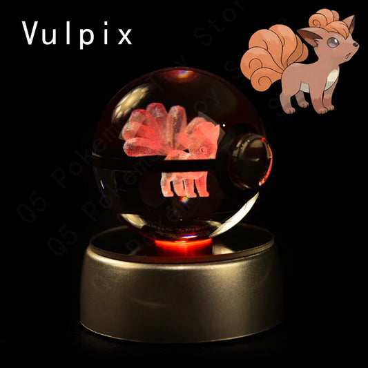Pokemon Vulpix Figure 3D Crystal Ball Night Light Lamp