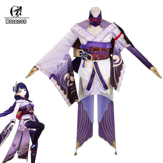Rolecos Genshin Impact Raiden Shogun Anime Cosplay Costume Set