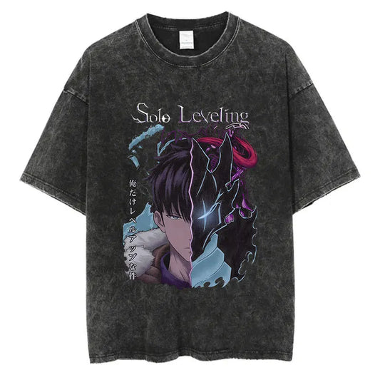 Solo Leveling Jin Woo Shirt Vintage Oversized Style Anime Shirt