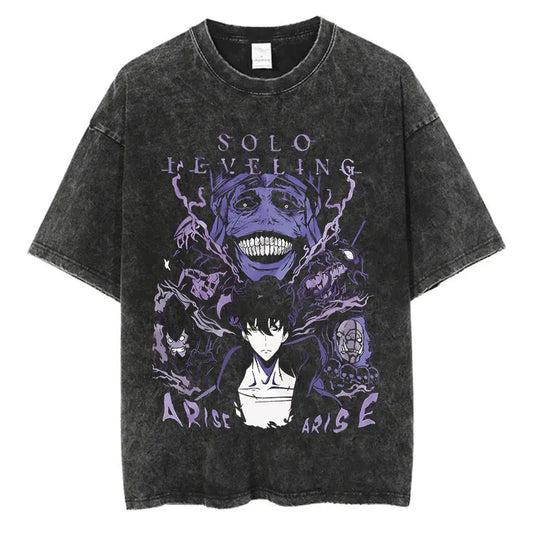 Solo Leveling Jin Woo Shirt Vintage Oversized Style Anime Shirt