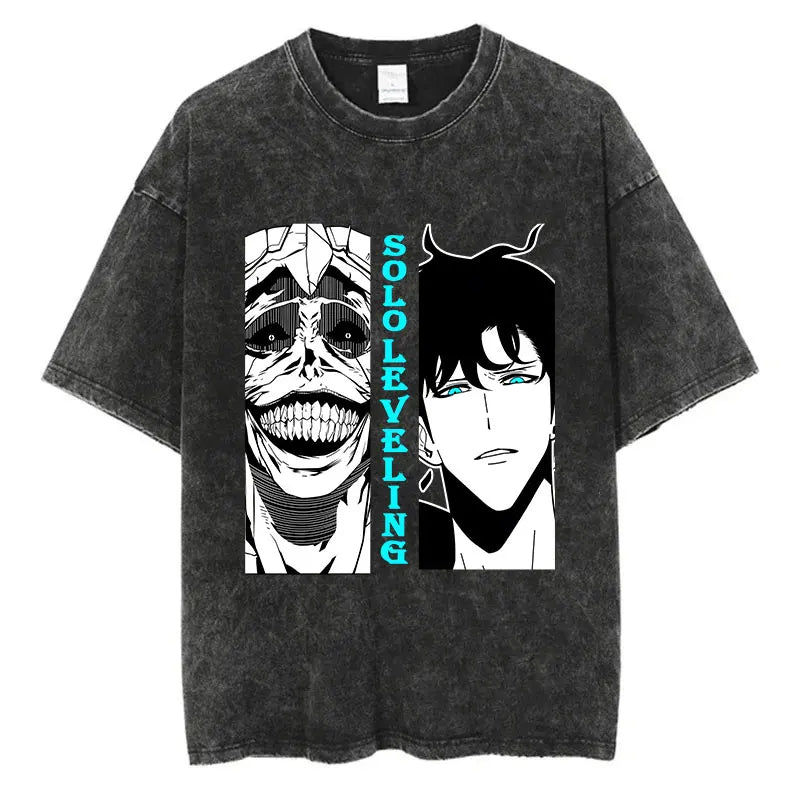 Solo Leveling Jin Woo Shirt Vintage Oversized Style Anime Shirt
