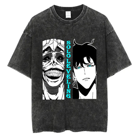 Solo Leveling Jin Woo Shirt Vintage Oversized Style Anime Shirt