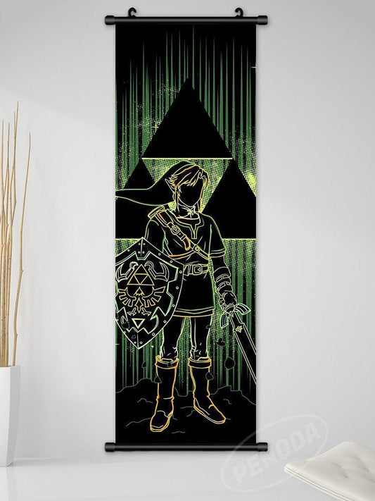 The Legend of Zelda Art Link Outline Color Silhouette Scroll Poster