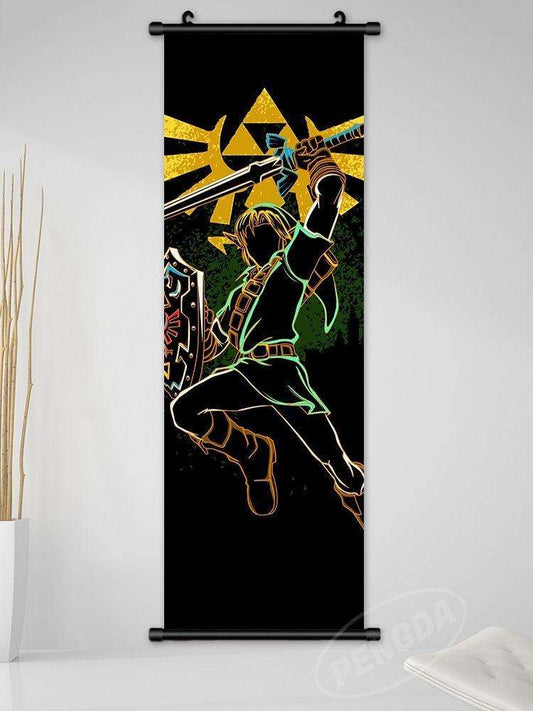 The Legend of Zelda Art Link Outline Color Silhouette Scroll Poster