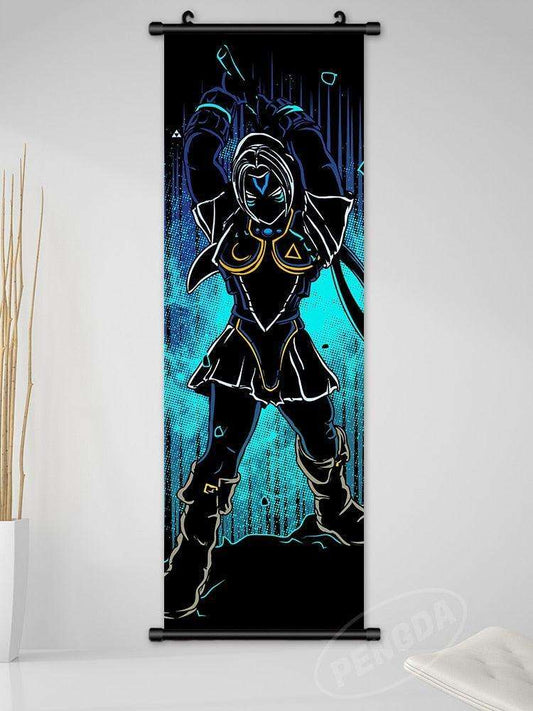 The Legend of Zelda Art Scroll Poster Link Fierce Diety Outline Color Silhouette