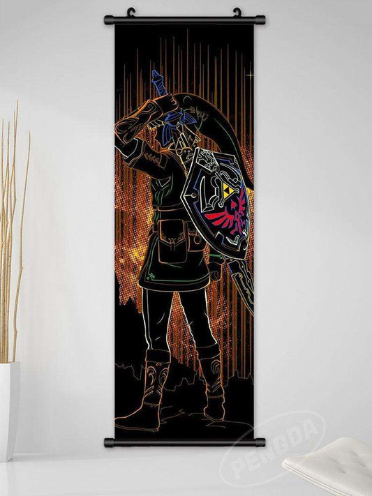 The Legend of Zelda Art Scroll Poster Twilight Princess Link Outline Color Silhouette
