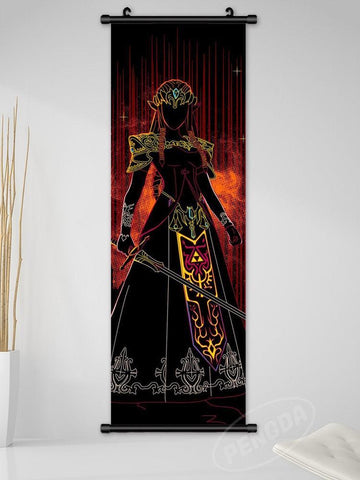 The Legend of Zelda Art Scroll Poster Twilight Princess Zelda Outline Color Silhouette