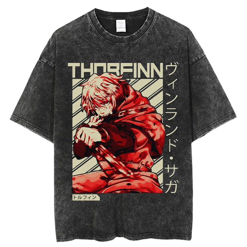 Vinland Saga Thorfinn Oversized Anime Graphic Shirt Vintage